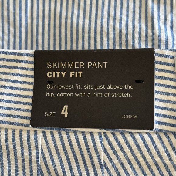 J Crew Skimmer City Fit Pants Blue Striped Women’s Size 4 Preppy Old Money NWT - Picture 4 of 14